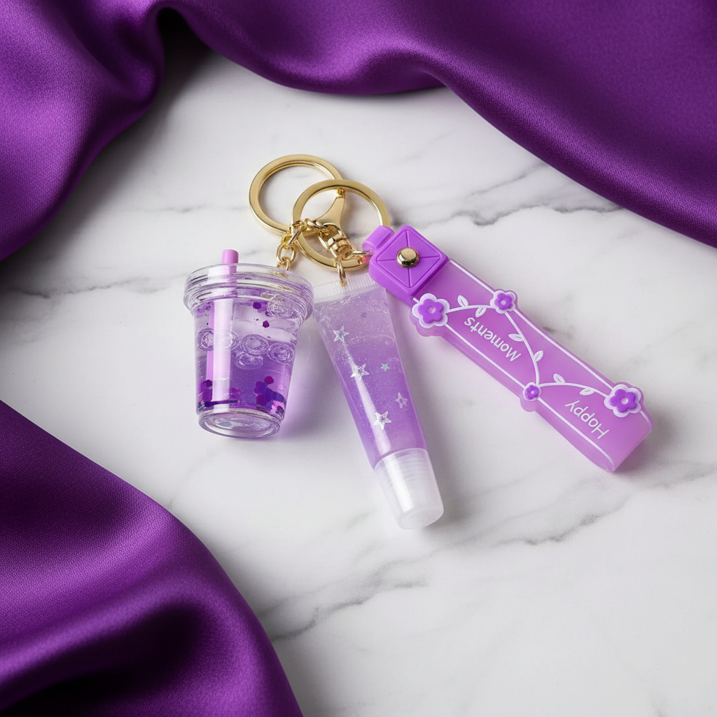 YOLELUX Keychain Gloss - Porte-clés Miroir Luxe avec Lip Gloss