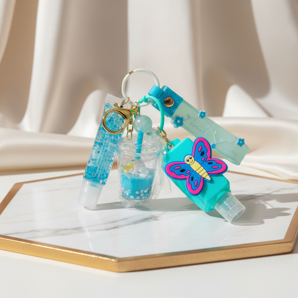 YOLELUX Keychain Gloss - Porte-clés Miroir Luxe avec Lip Gloss